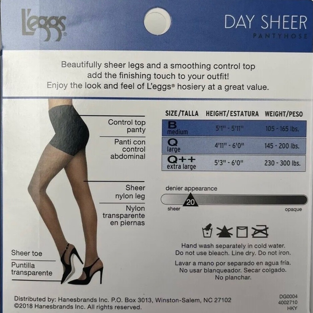 L’eggs Day Sheer Control Top Pantyhose with Sheer Toe New In Box Size: Q++ Nude - Picture 3 of 5